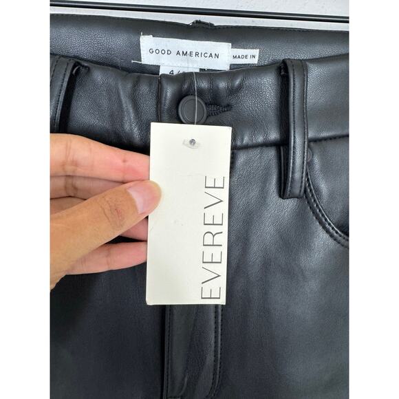 Good American Better Than Leather Crop Mini Boot Pants Black Size 4 NWT - Picture 2 of 6